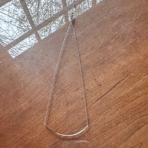 Minimalist Silver Curved Bar Necklace - Women Jewelry